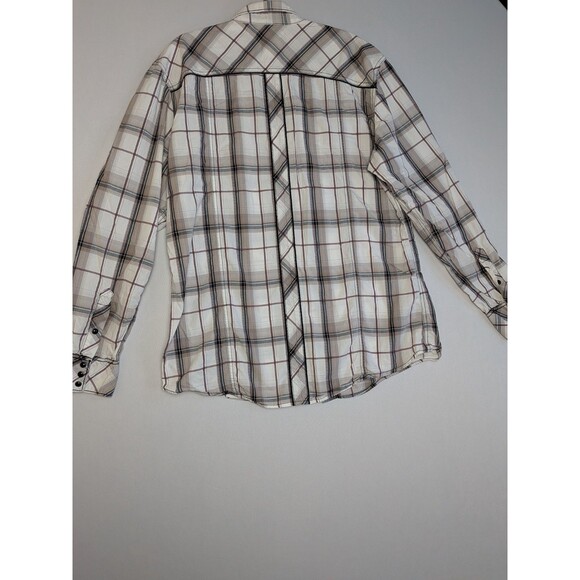 BKE Pearl Snap Button Shirt Mens XL Athletic Fit Black White Plaid Long Sleeve - Picture 9 of 16